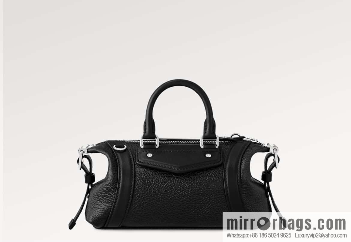 [Boutique‑grade] M14623 black, full leather locomotive bag NANO LV BIKER handbag