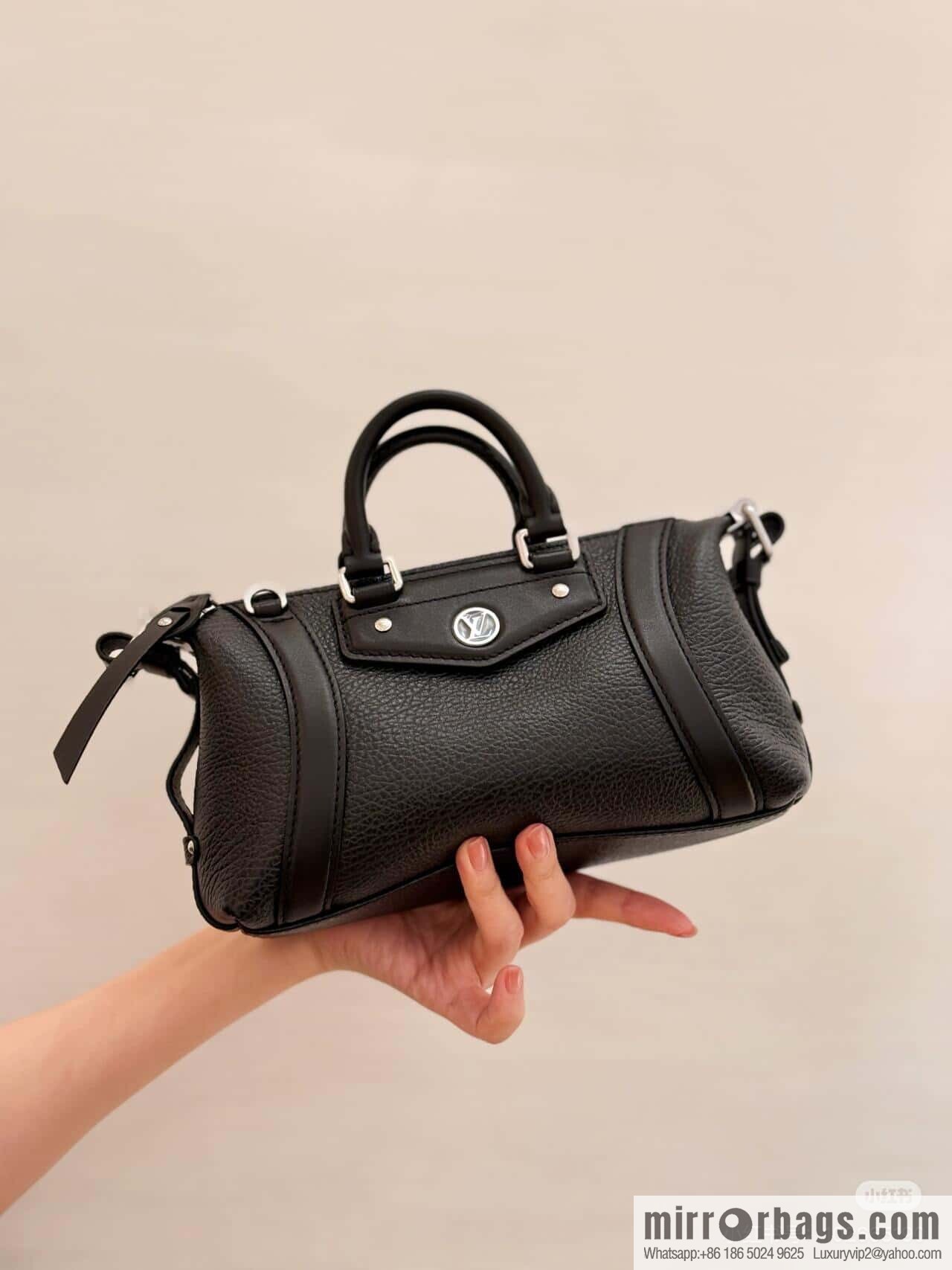 [Boutique‑grade] M14623 black, full leather locomotive bag NANO LV BIKER handbag