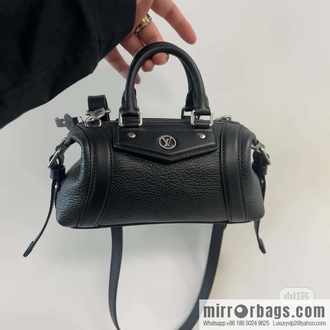 [Boutique‑grade] M14623 black, full leather locomotive bag NANO LV BIKER handbag