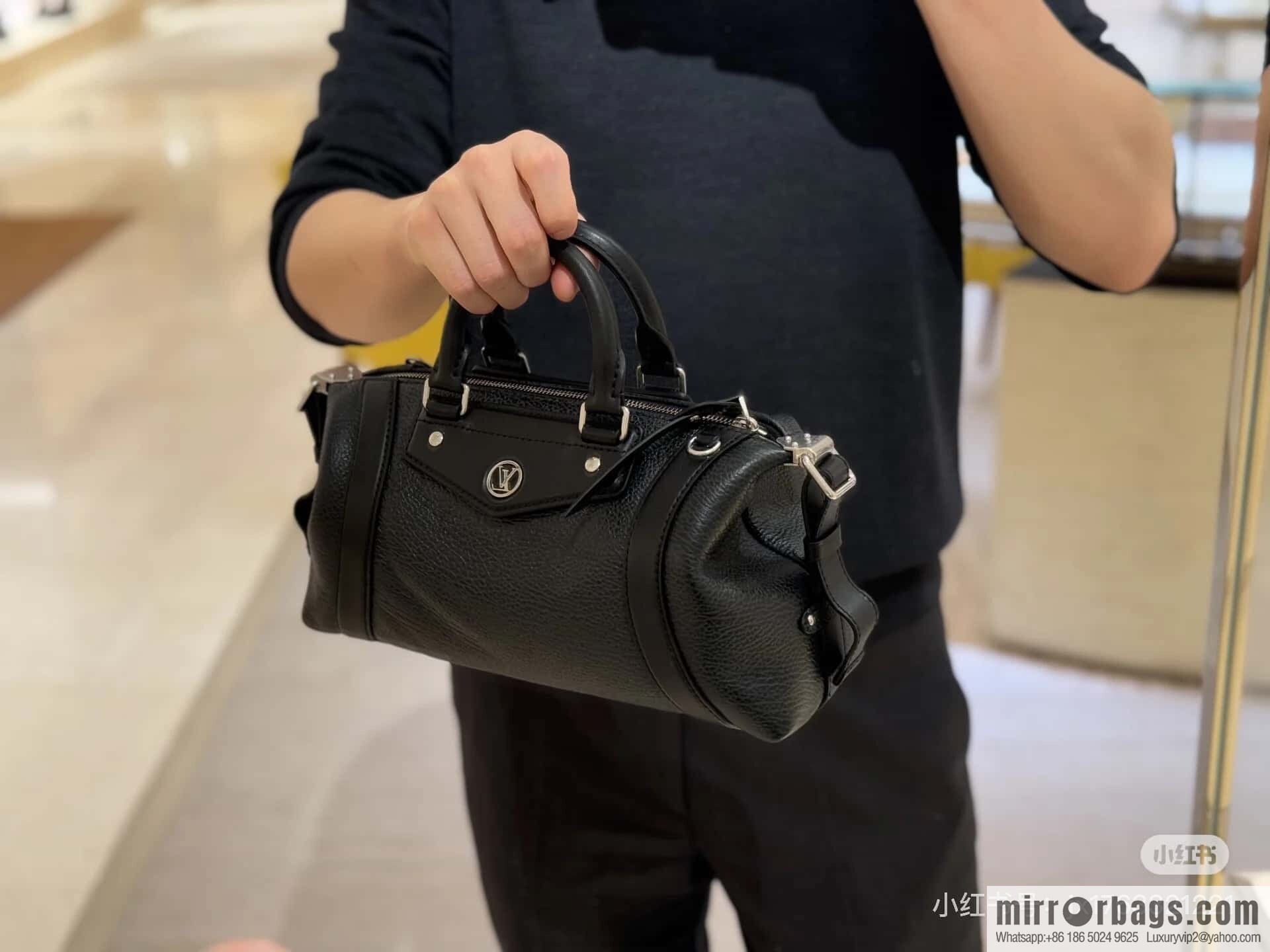 [Boutique‑grade] M14623 black, full leather locomotive bag NANO LV BIKER handbag