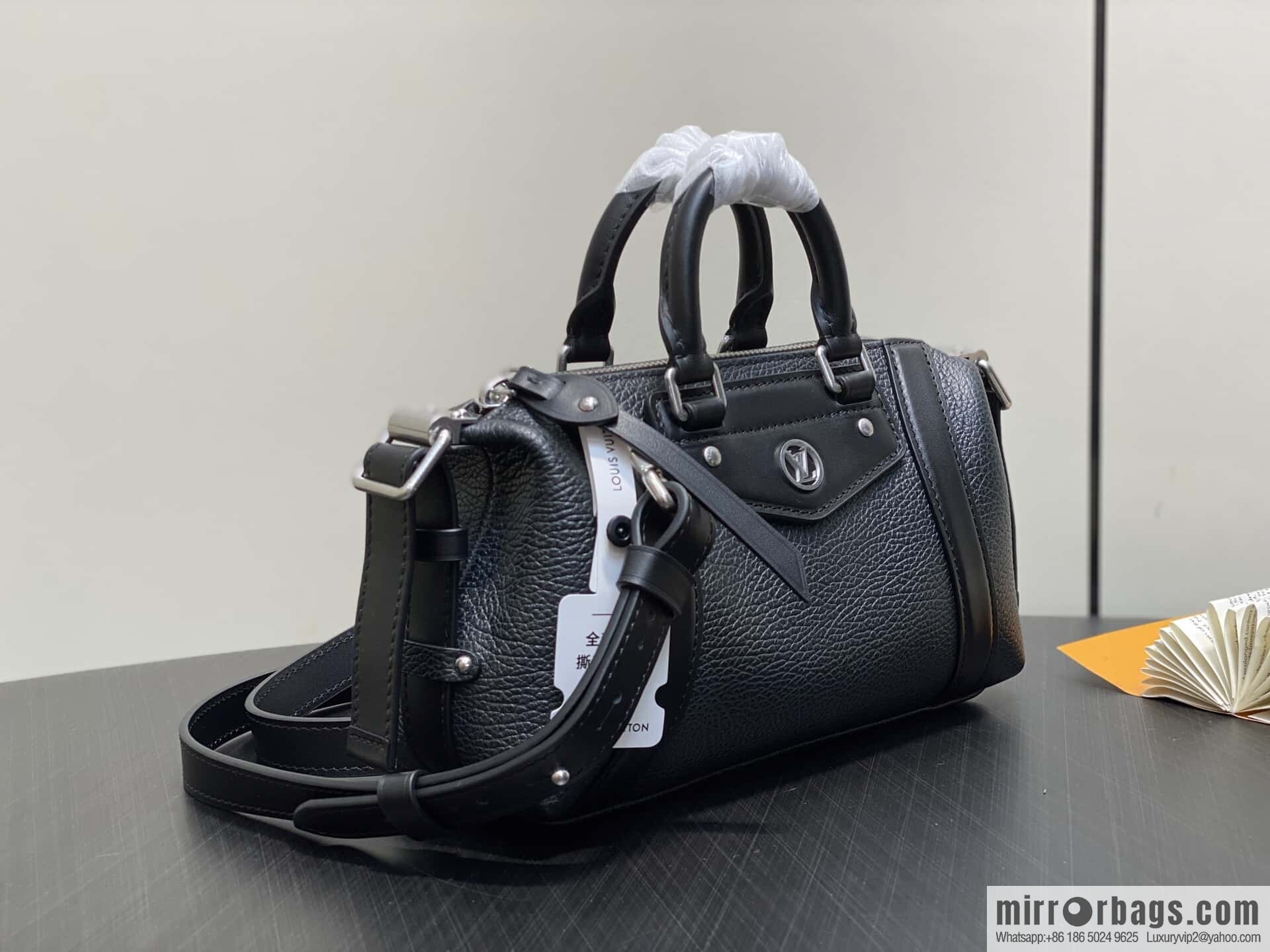 [Boutique‑grade] M14623 black, full leather locomotive bag NANO LV BIKER handbag