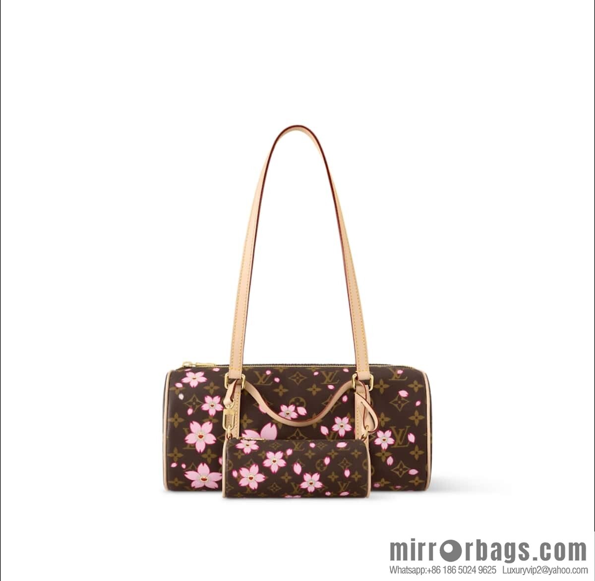[Boutique‑grade] M13097 old flower, cherry blossom silk screen printed Babylon round drum bag LVXTM PAPILLON handbag