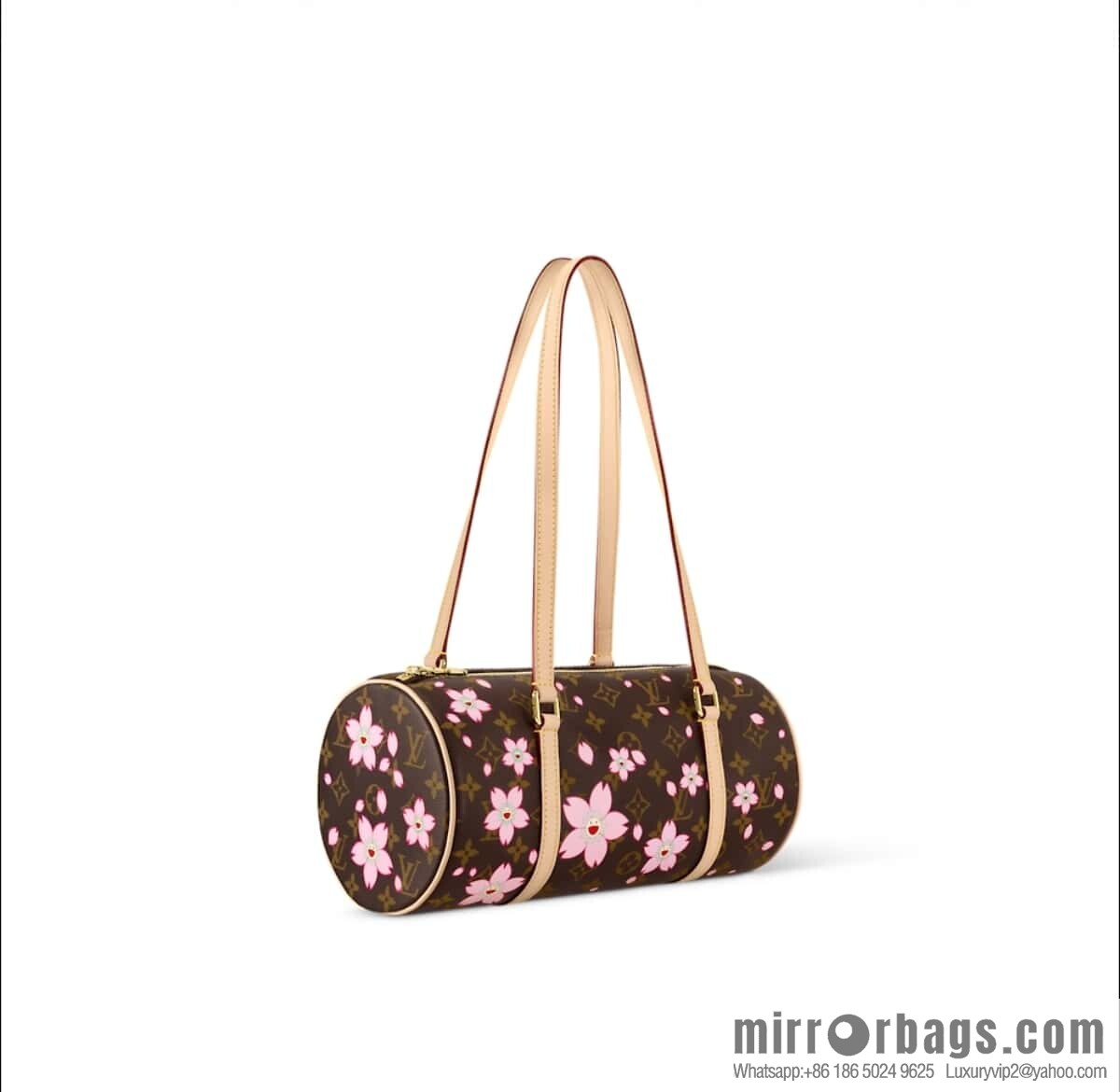 [Boutique‑grade] M13097 old flower, cherry blossom silk screen printed Babylon round drum bag LVXTM PAPILLON handbag