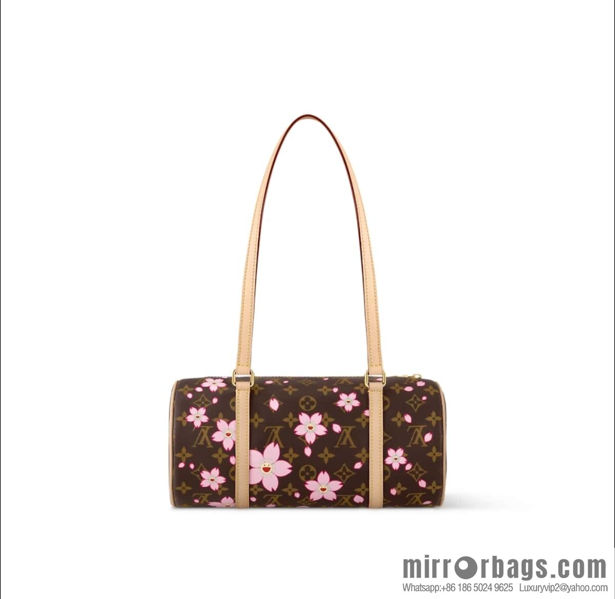 [Boutique‑grade] M13097 old flower, cherry blossom silk screen printed Babylon round drum bag LVXTM PAPILLON handbag