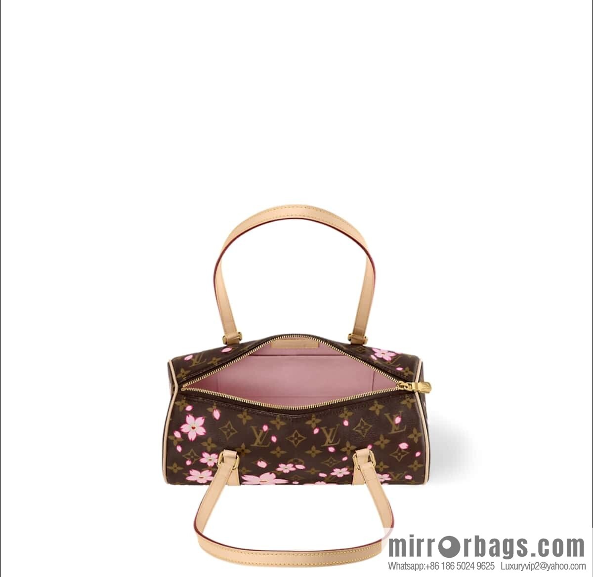 [Boutique‑grade] M13097 old flower, cherry blossom silk screen printed Babylon round drum bag LVXTM PAPILLON handbag