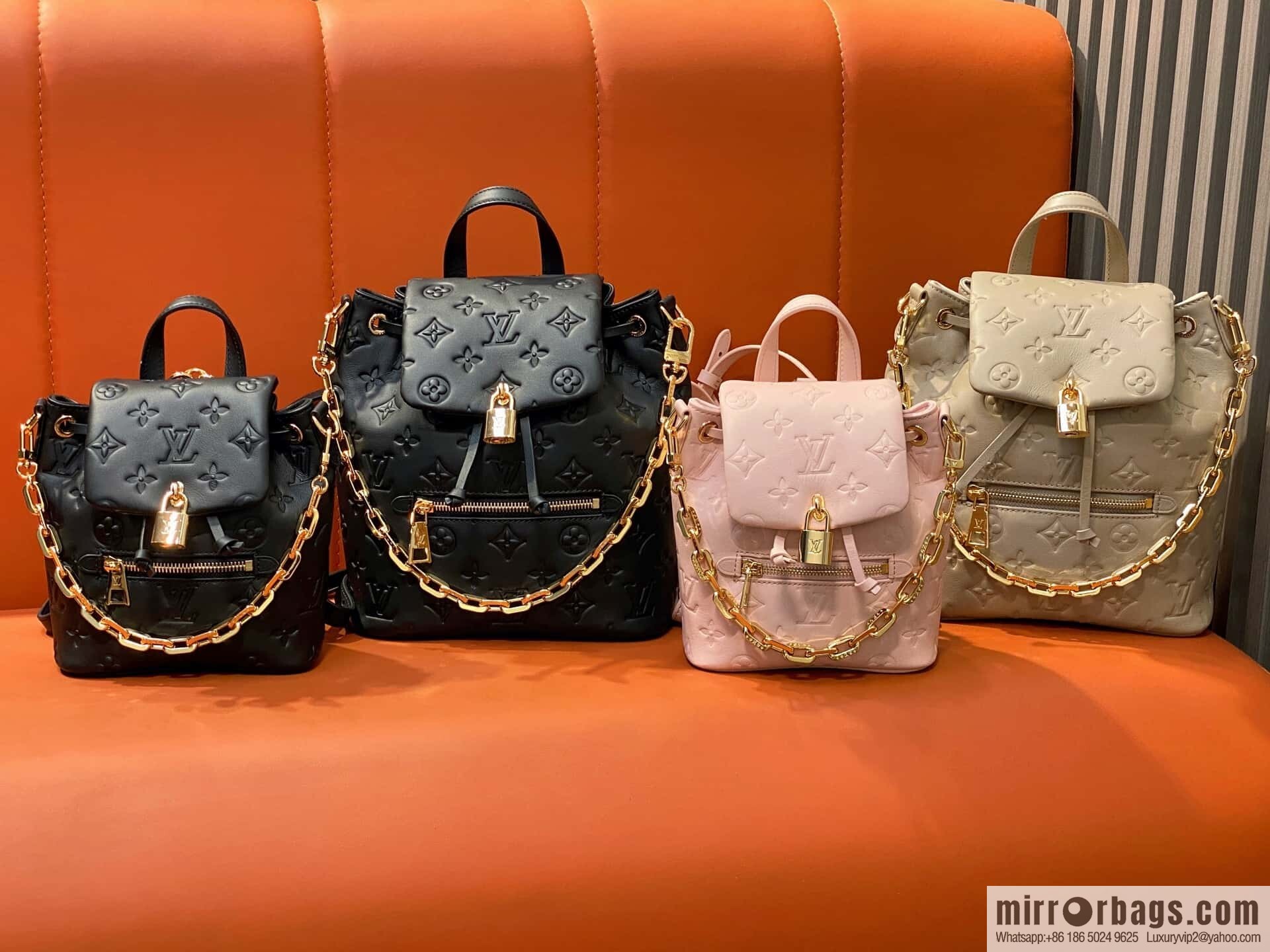 [Boutique‑grade] M13357 black, full leather embossed backpack COUSSIN BACKPACK small handbag