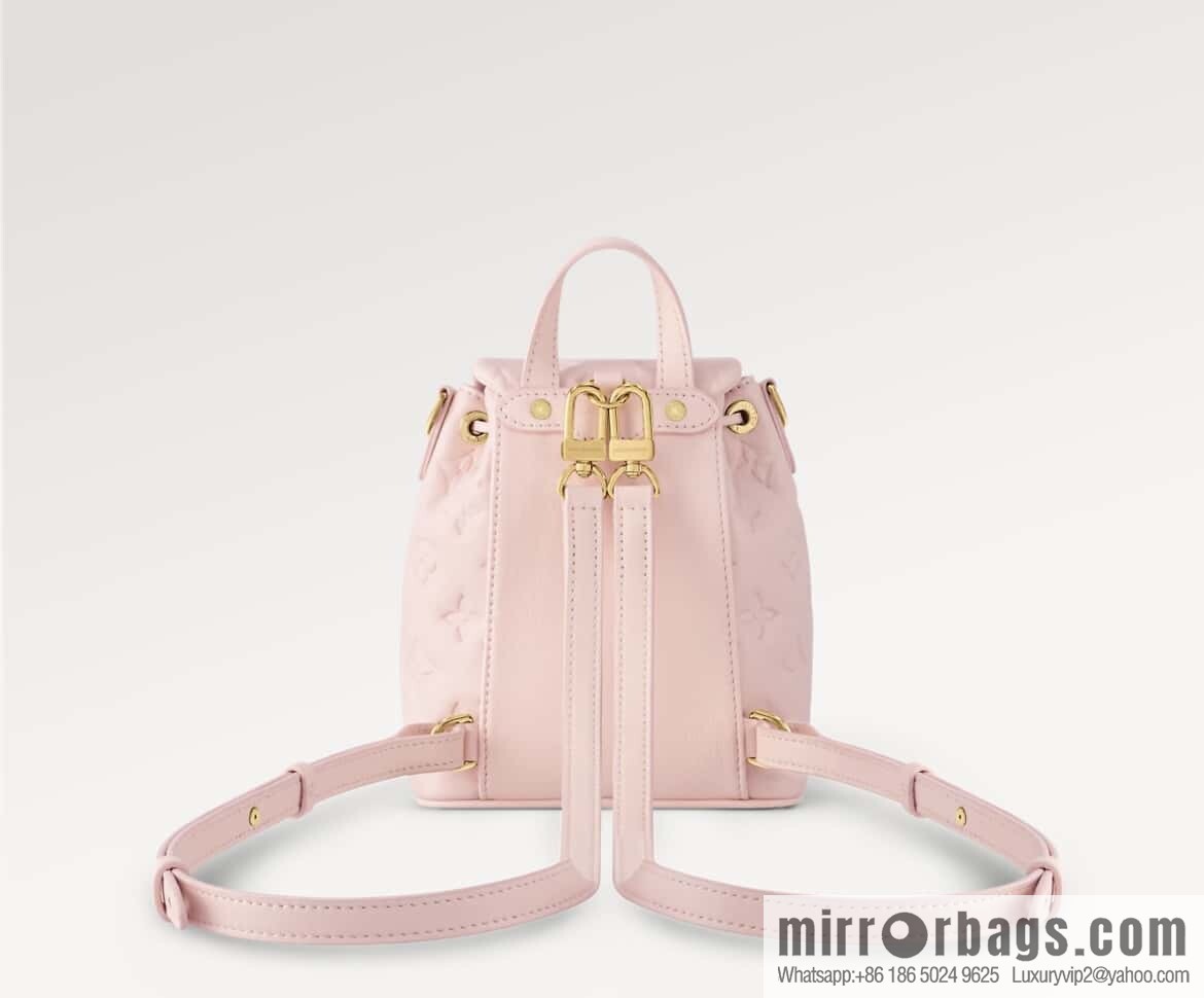 [Boutique‑grade] M13389 pink full leather embossed backpack COUSSIN BACKPACK mini handbag