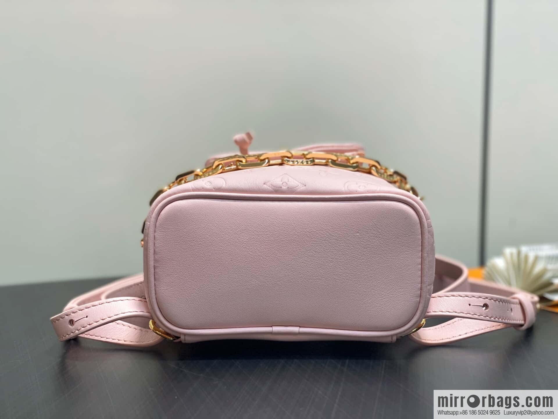 [Boutique‑grade] M13389 pink full leather embossed backpack COUSSIN BACKPACK mini handbag