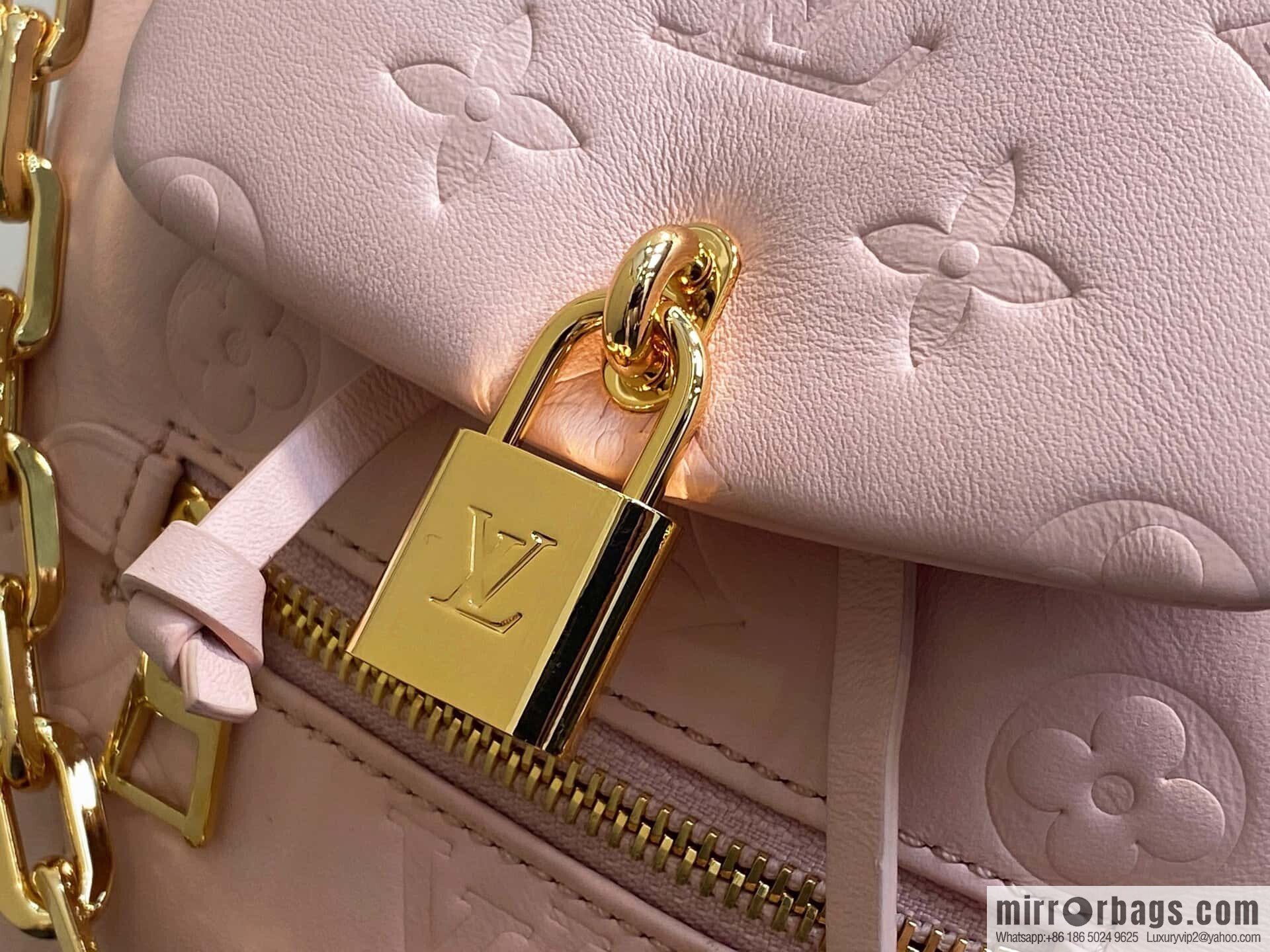 [Boutique‑grade] M13389 pink full leather embossed backpack COUSSIN BACKPACK mini handbag