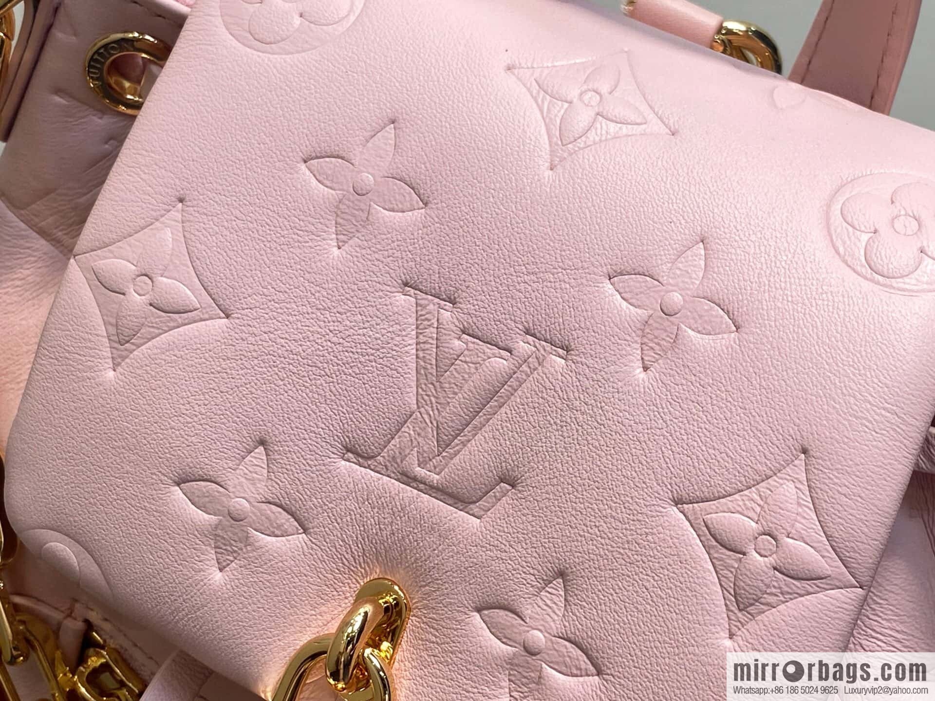 [Boutique‑grade] M13389 pink full leather embossed backpack COUSSIN BACKPACK mini handbag