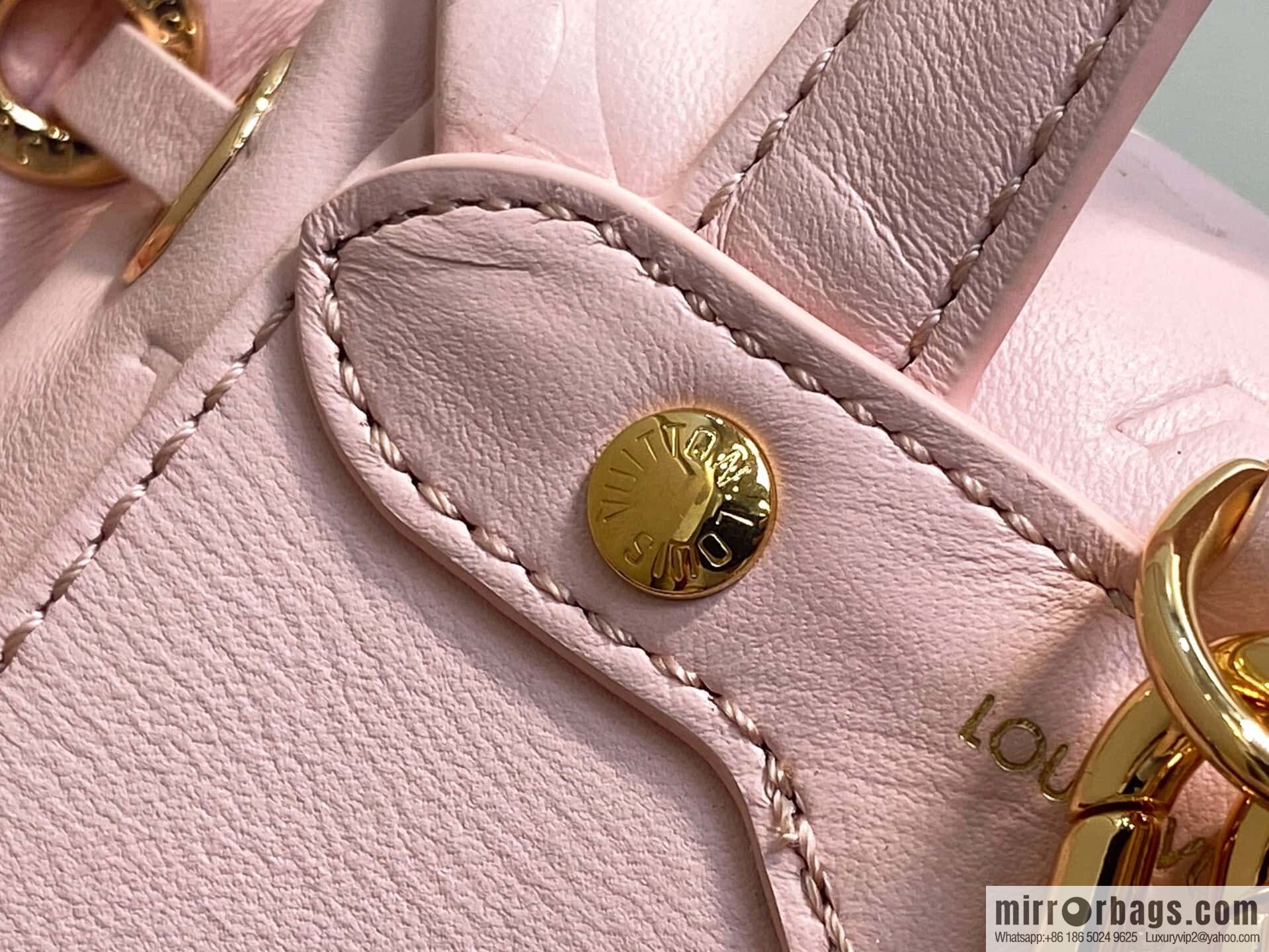 [Boutique‑grade] M13389 pink full leather embossed backpack COUSSIN BACKPACK mini handbag