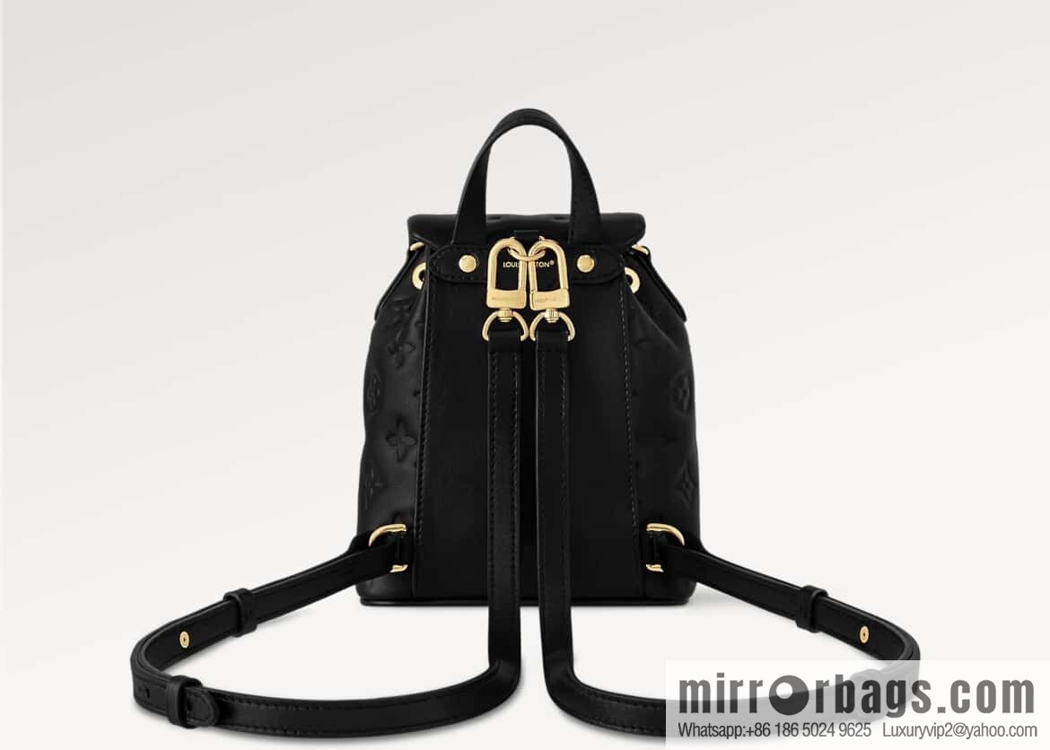 [Boutique‑grade] M13387 black, full leather embossed backpack COUSSIN BACKPACK mini handbag