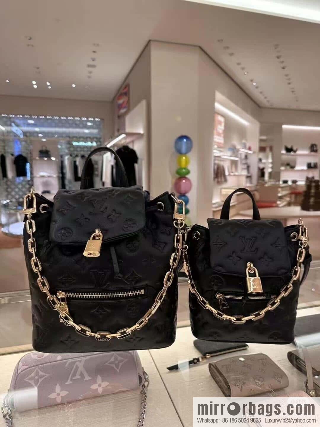[Boutique‑grade] M13387 black, full leather embossed backpack COUSSIN BACKPACK mini handbag