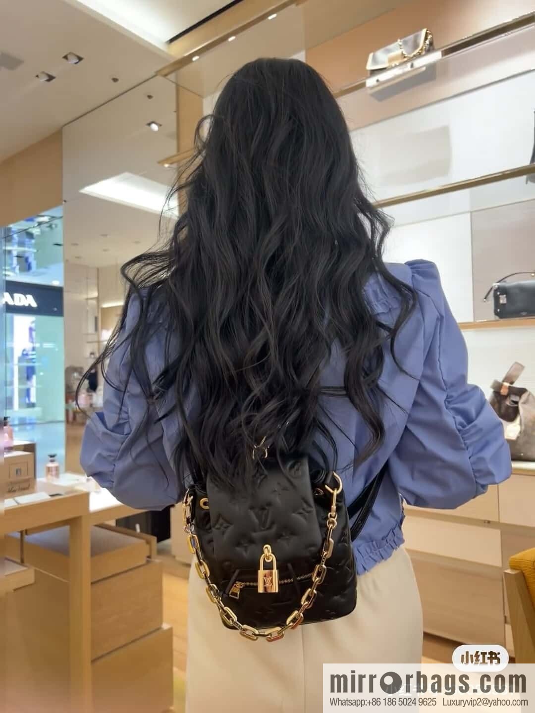 [Boutique‑grade] M13387 black, full leather embossed backpack COUSSIN BACKPACK mini handbag