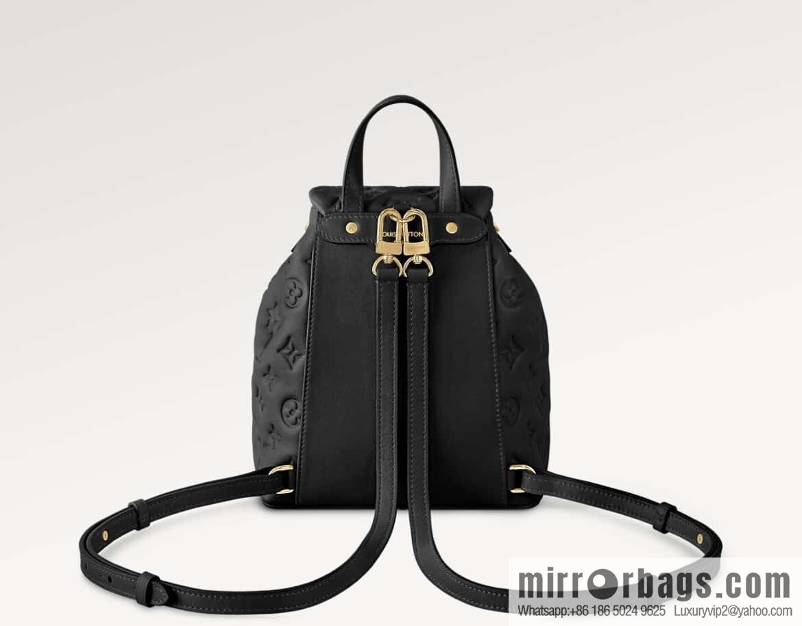 [Boutique‑grade] M13357 black, full leather embossed backpack COUSSIN BACKPACK small handbag