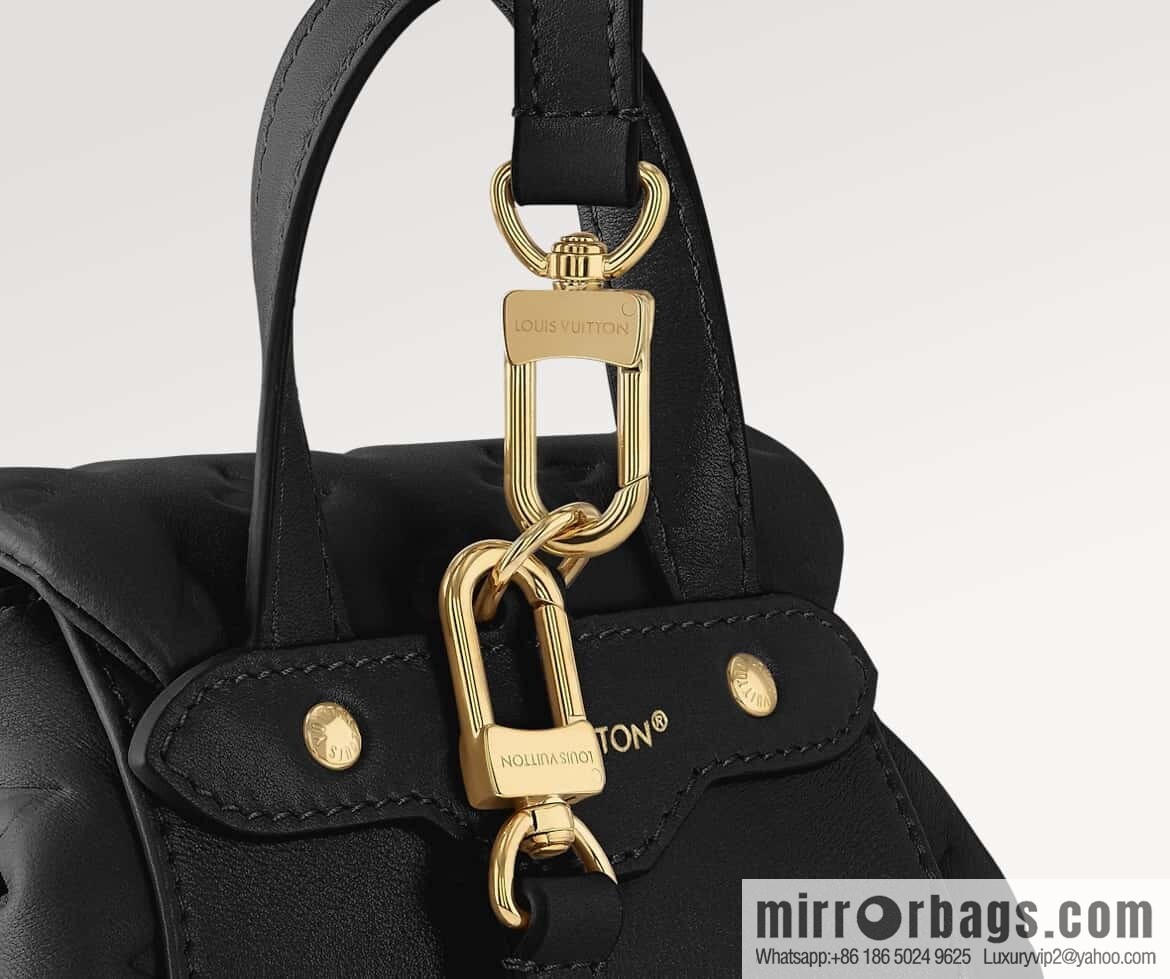 [Boutique‑grade] M13357 black, full leather embossed backpack COUSSIN BACKPACK small handbag