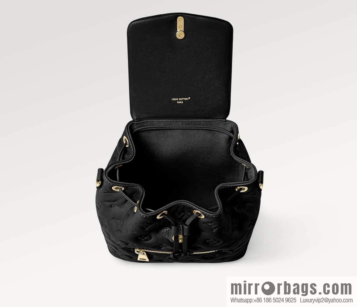 [Boutique‑grade] M13357 black, full leather embossed backpack COUSSIN BACKPACK small handbag