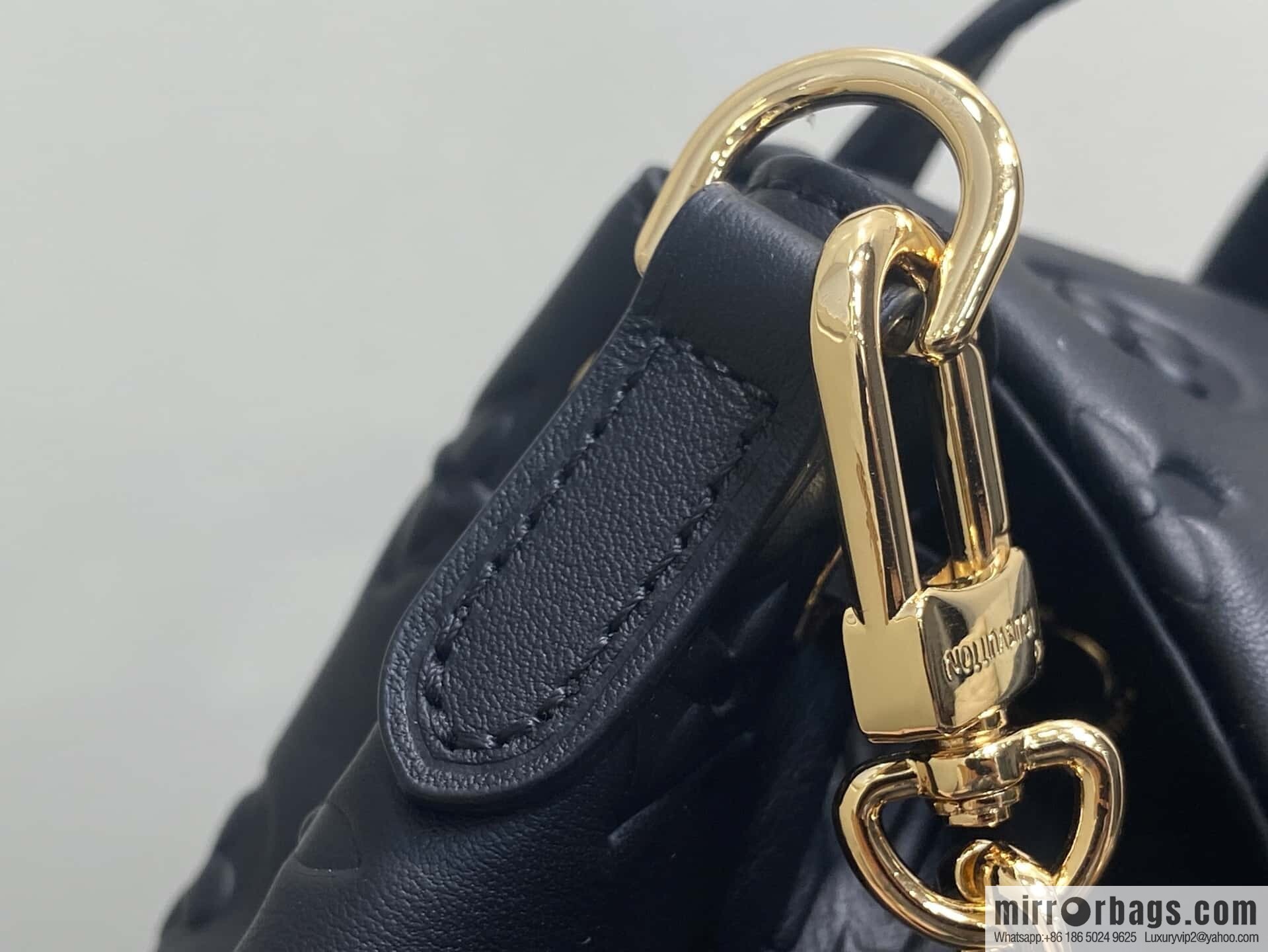 [Boutique‑grade] M13357 black, full leather embossed backpack COUSSIN BACKPACK small handbag
