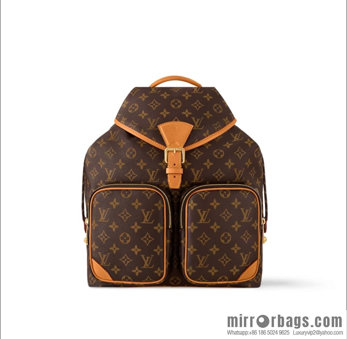 [Boutique‑grade] M14105 presbyopia, retro yellow leather backpack MONTSOURIS CARGO backpack
