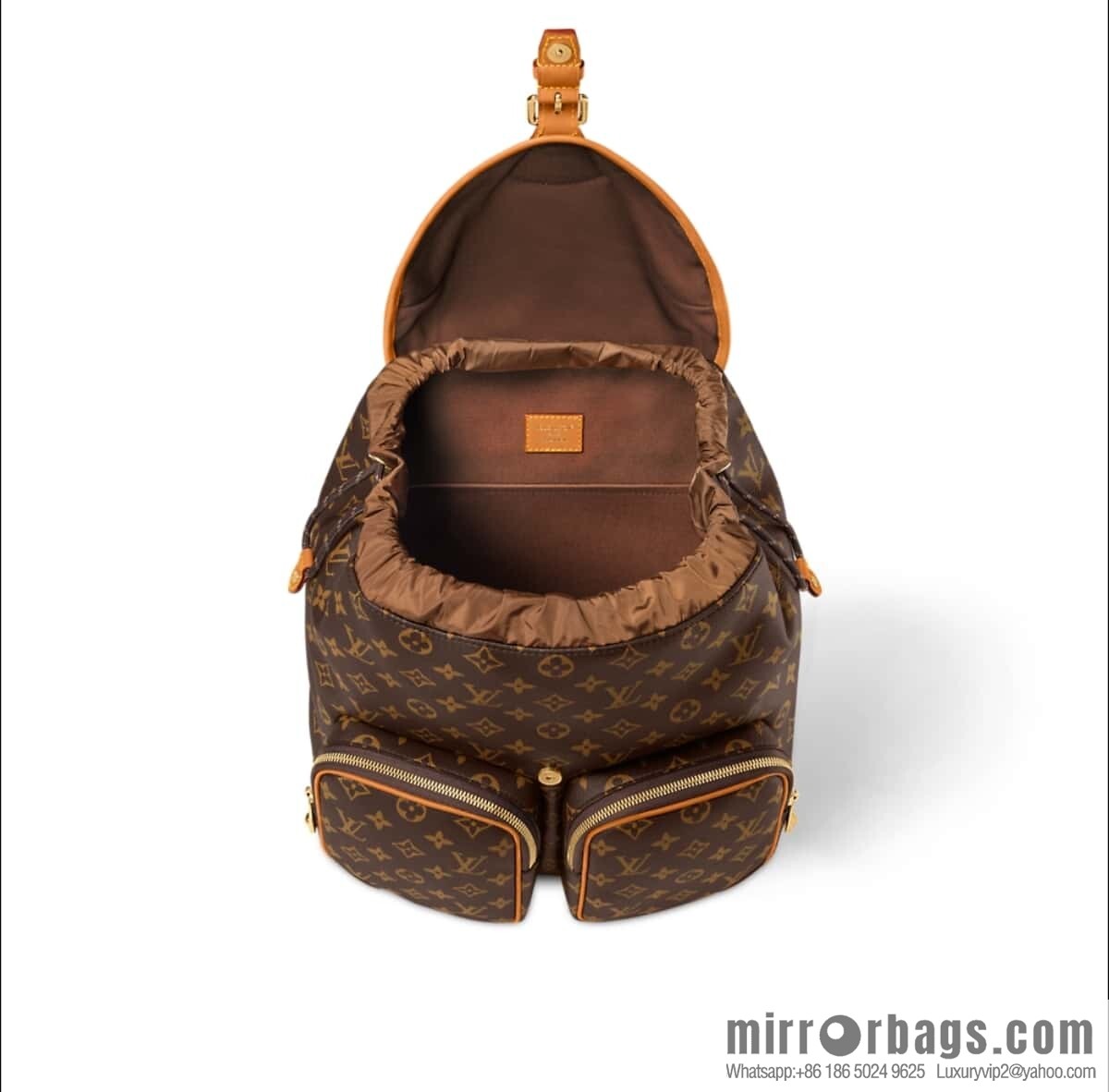 [Boutique‑grade] M14105 presbyopia, retro yellow leather backpack MONTSOURIS CARGO backpack