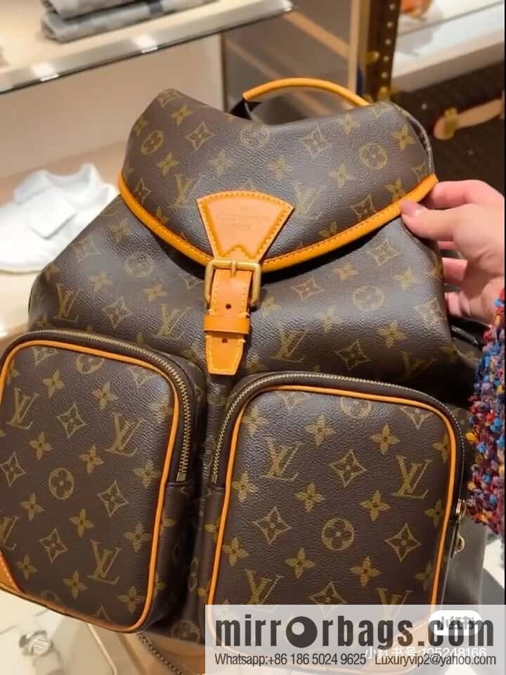 [Boutique‑grade] M14105 presbyopia, retro yellow leather backpack MONTSOURIS CARGO backpack