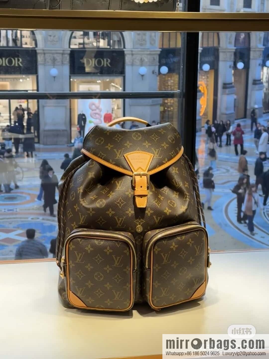 [Boutique‑grade] M14105 presbyopia, retro yellow leather backpack MONTSOURIS CARGO backpack
