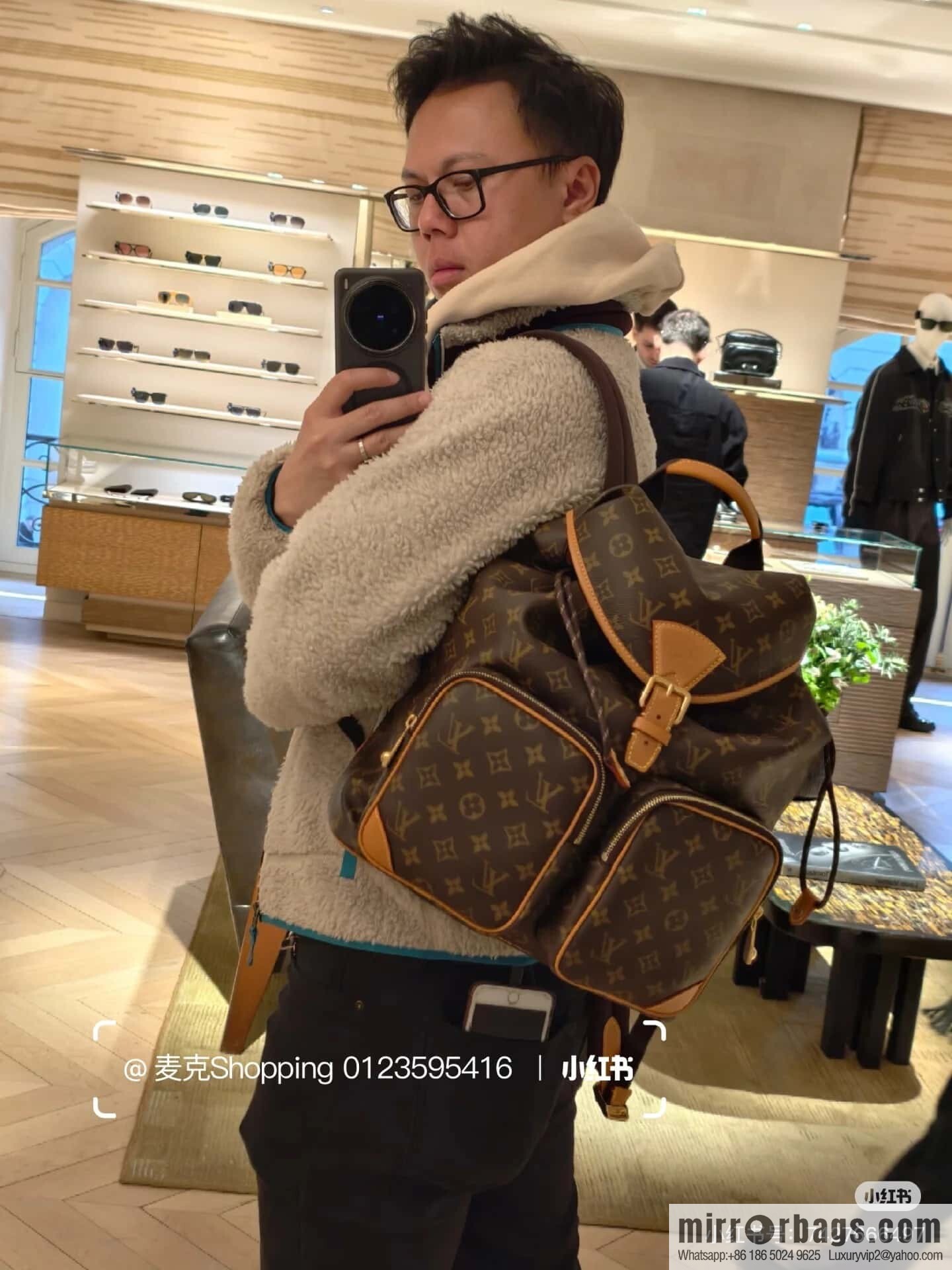 [Boutique‑grade] M14105 presbyopia, retro yellow leather backpack MONTSOURIS CARGO backpack
