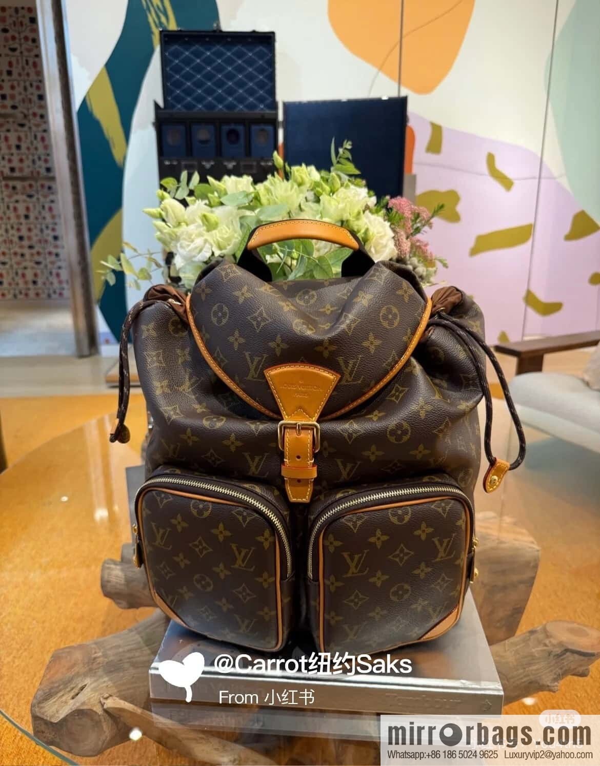 [Boutique‑grade] M14105 presbyopia, retro yellow leather backpack MONTSOURIS CARGO backpack
