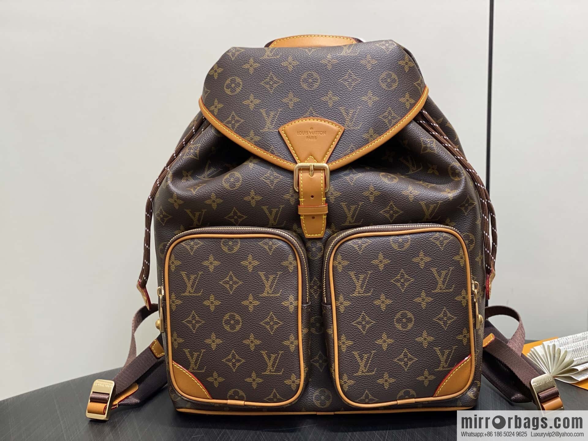 [Boutique‑grade] M14105 presbyopia, retro yellow leather backpack MONTSOURIS CARGO backpack