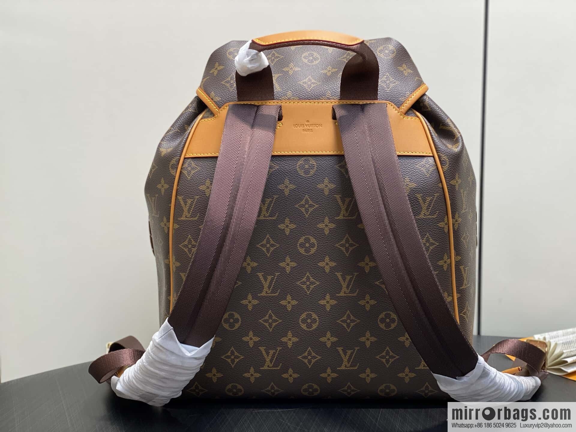 [Boutique‑grade] M14105 presbyopia, retro yellow leather backpack MONTSOURIS CARGO backpack
