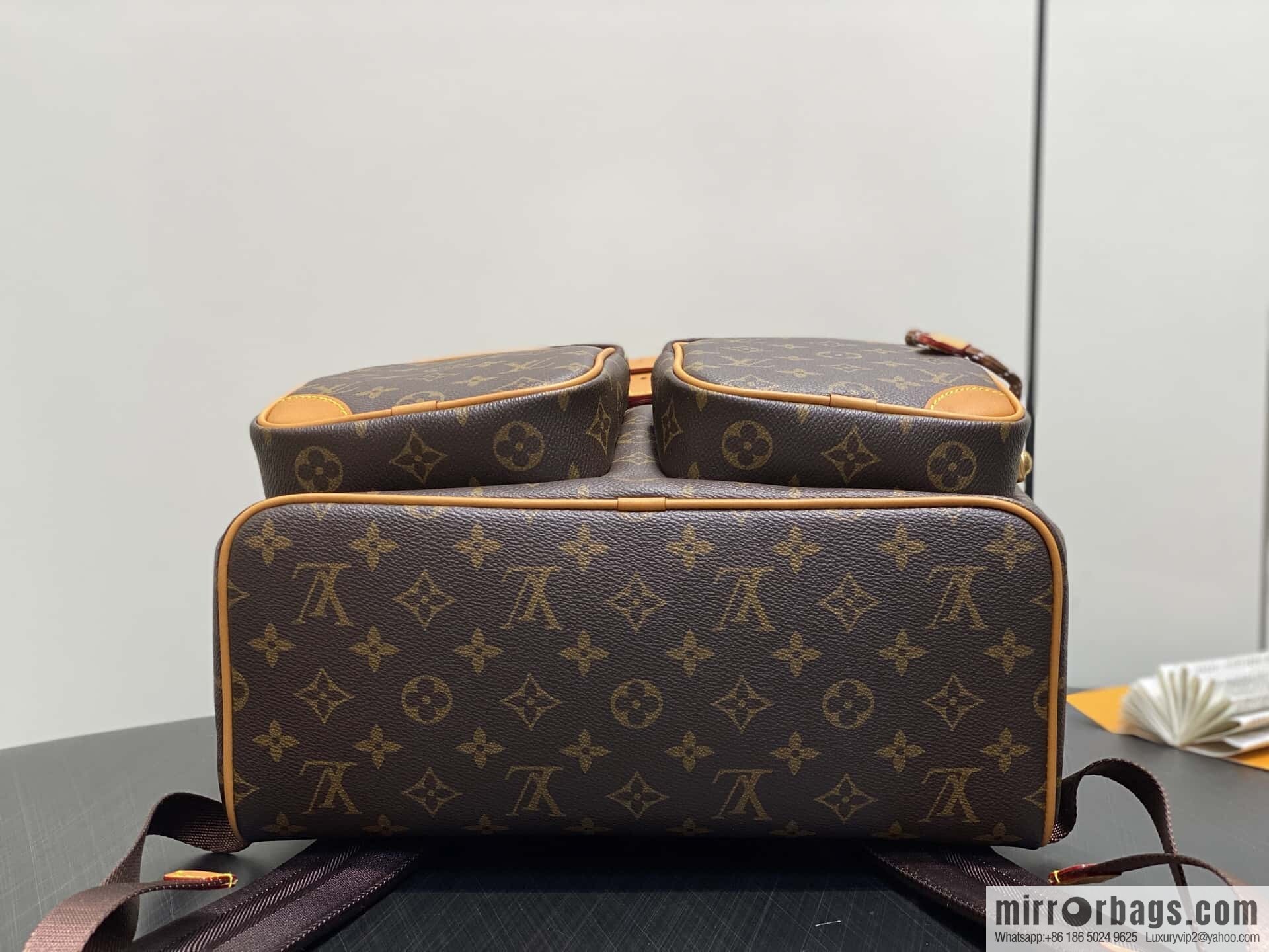 [Boutique‑grade] M14105 presbyopia, retro yellow leather backpack MONTSOURIS CARGO backpack