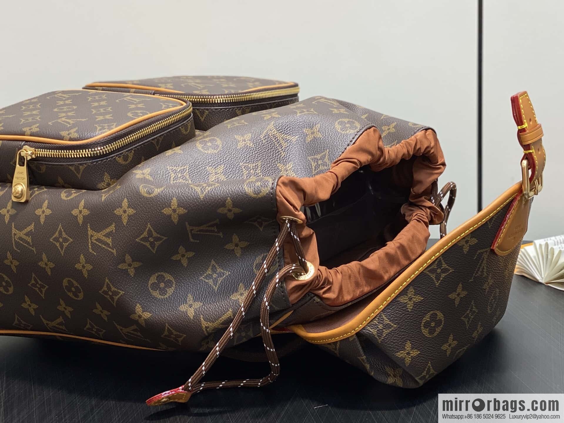 [Boutique‑grade] M14105 presbyopia, retro yellow leather backpack MONTSOURIS CARGO backpack