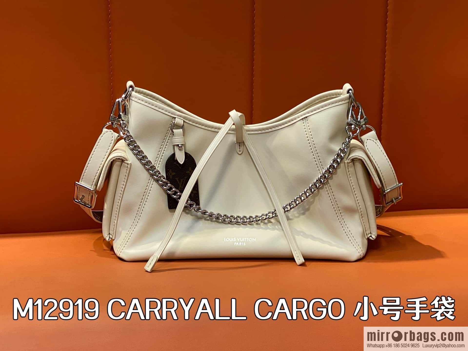 [Boutique‑grade] M12919 milky white, full leather shopping bag CARRYALL CARGO small handbag