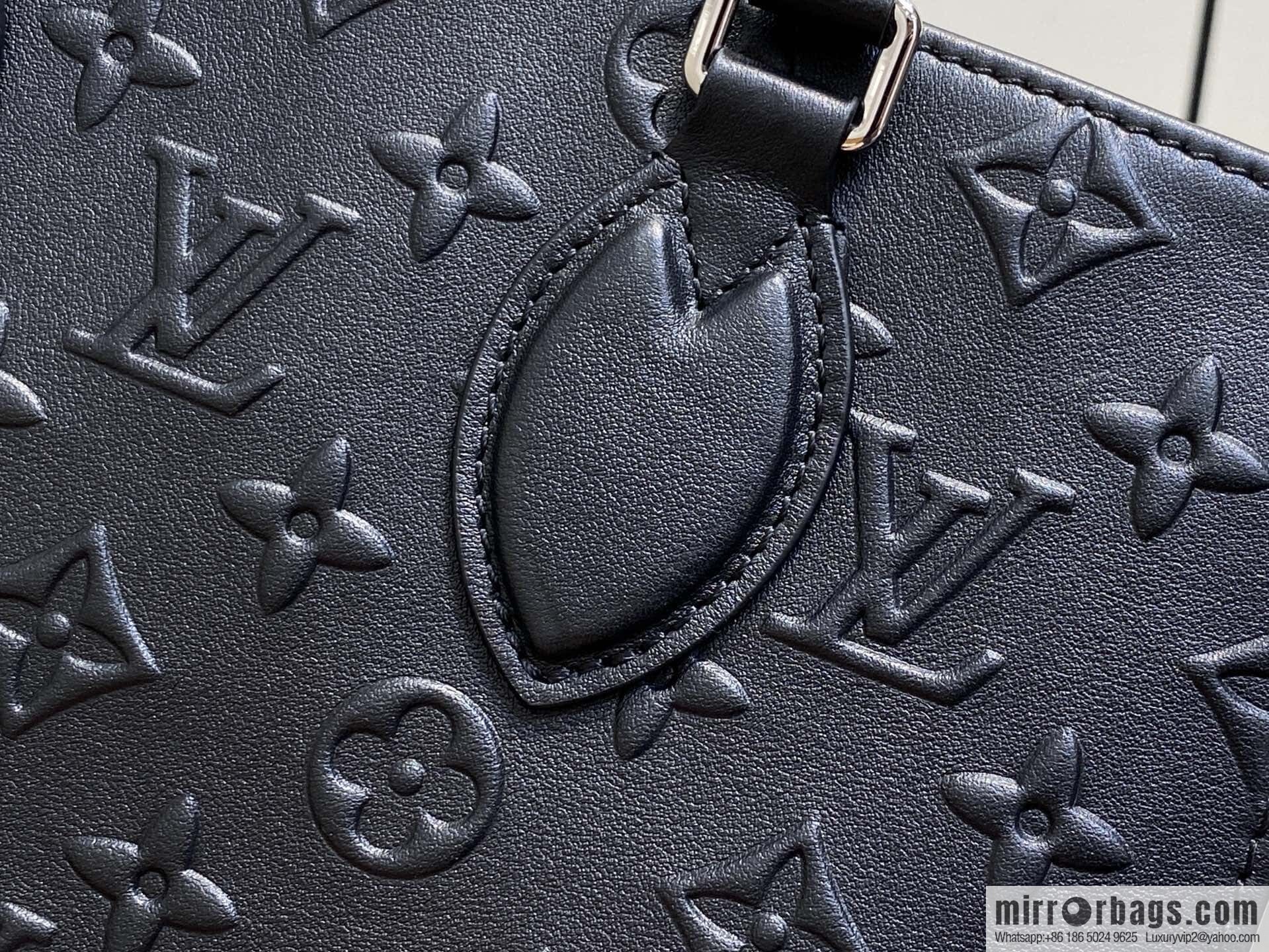 [Boutique‑grade] M13576 black, full leather square bag ONTHEGO small handbag