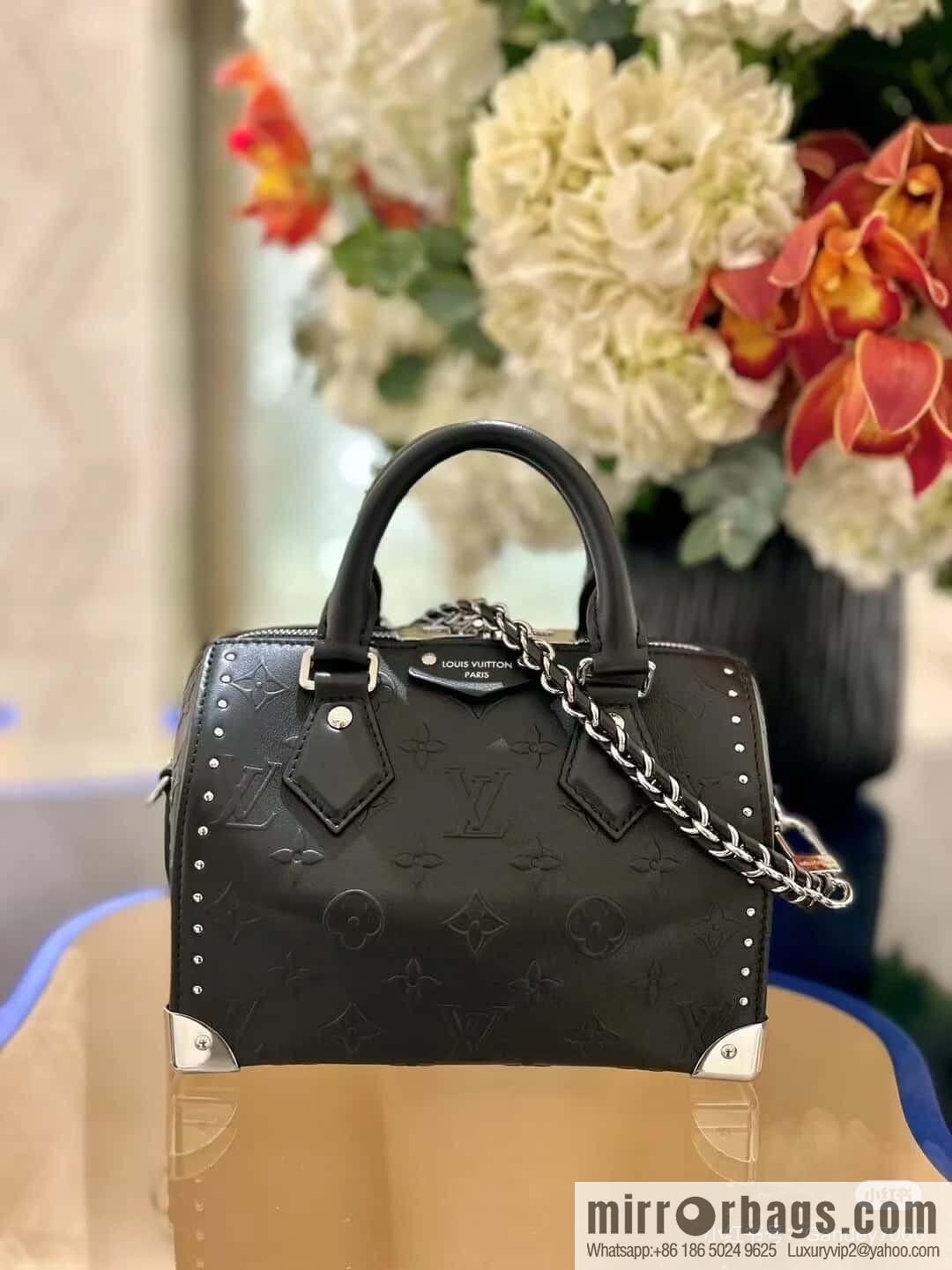 [Boutique‑grade] M14575 black, full leather speedy pillow bag SPEEDY TRUNK 20 handbag