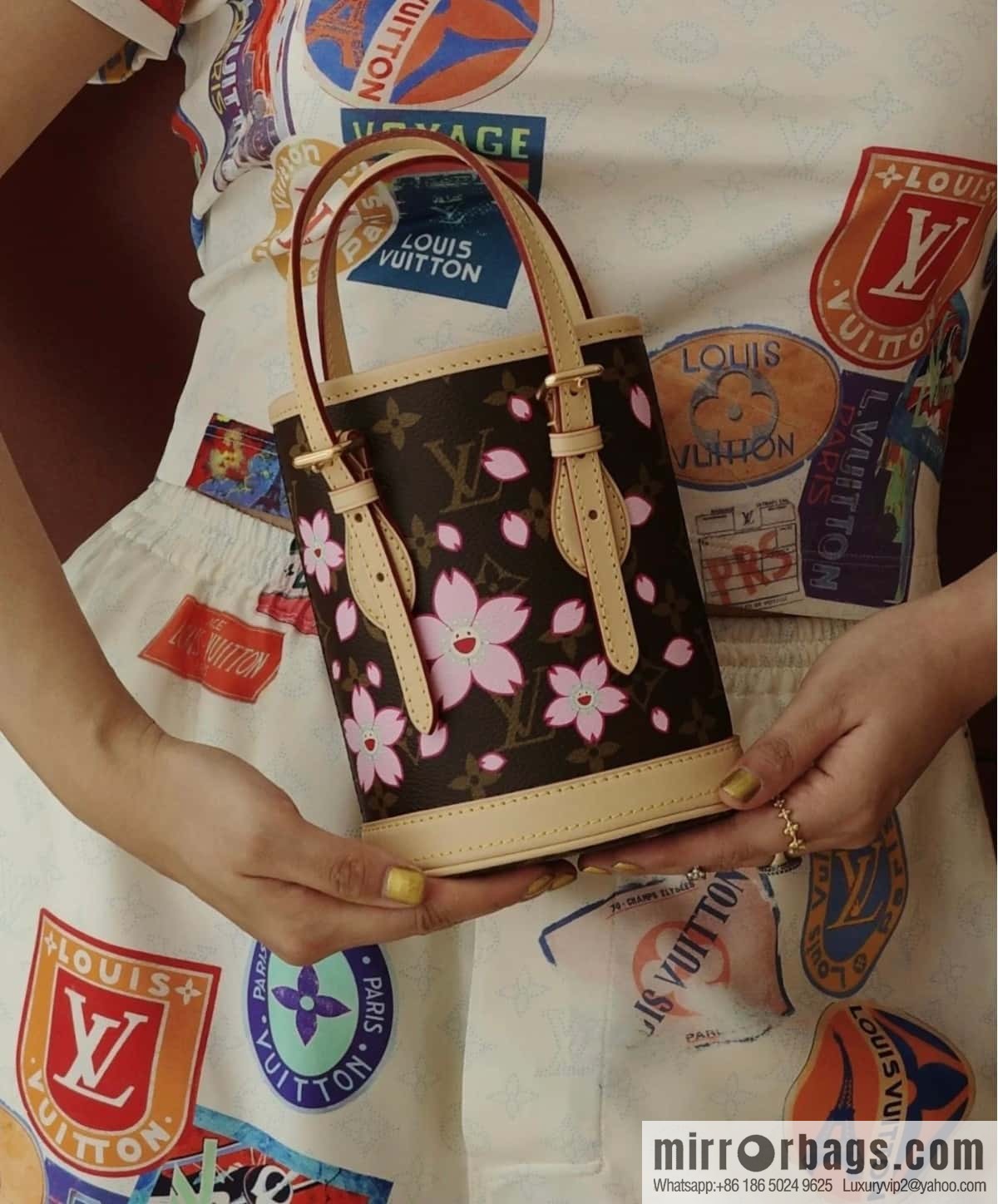 [Boutique‑grade] M13417 old flower, cherry blossom silk screen bucket bag LV XTM NANO BUCKET handbag