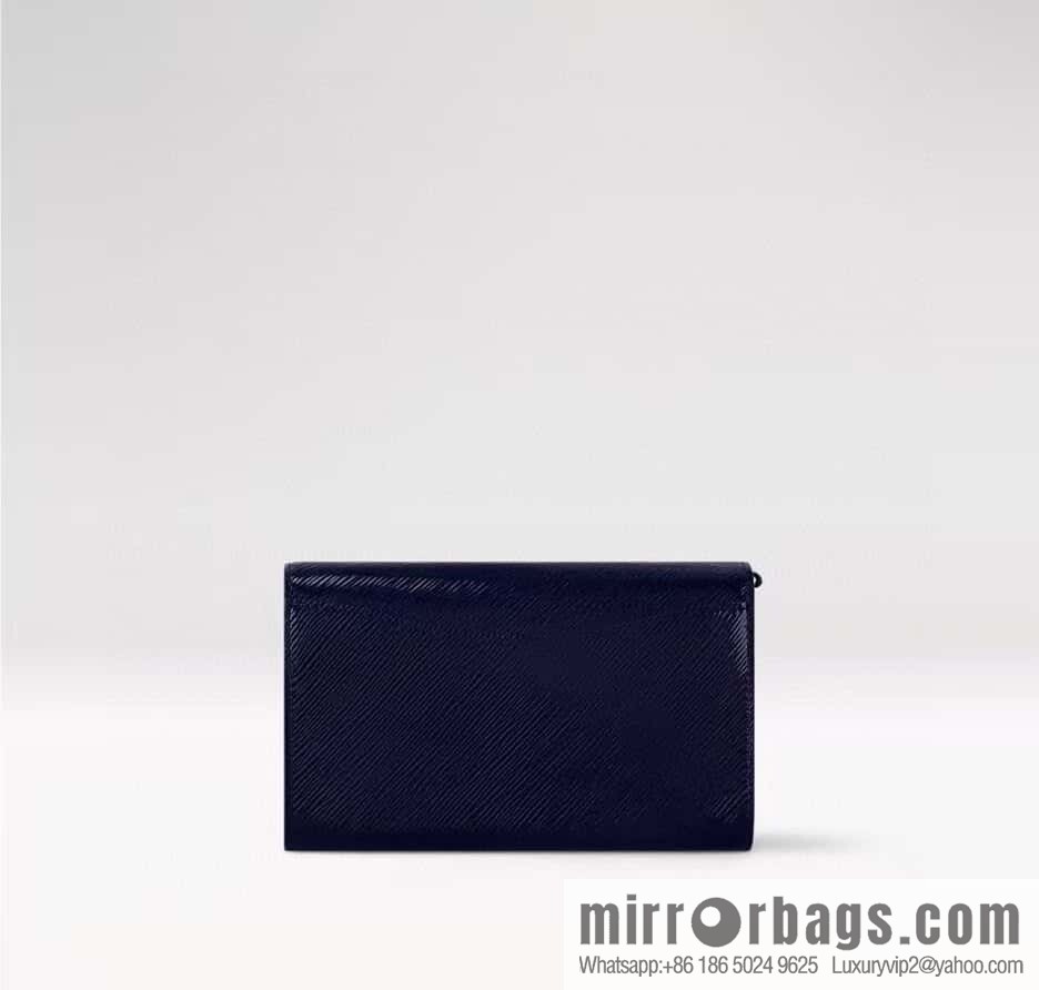 [Boutique‑grade] M13165 blue patent leather water ripple, chain bag sbwPochette Louise chain bag