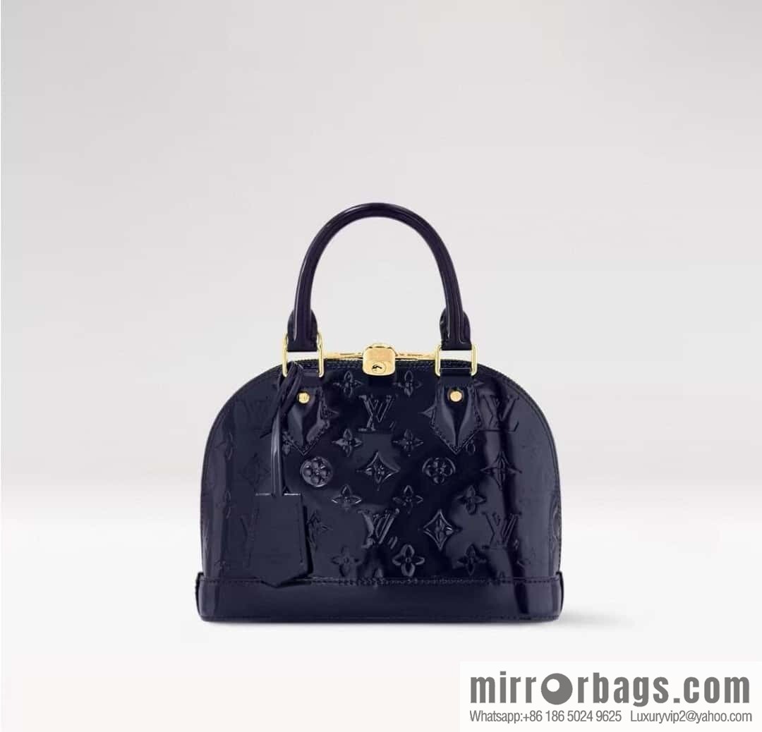 [Boutique‑grade] M13169 blue, patent leather embossed shell bag ALMA BB handbag