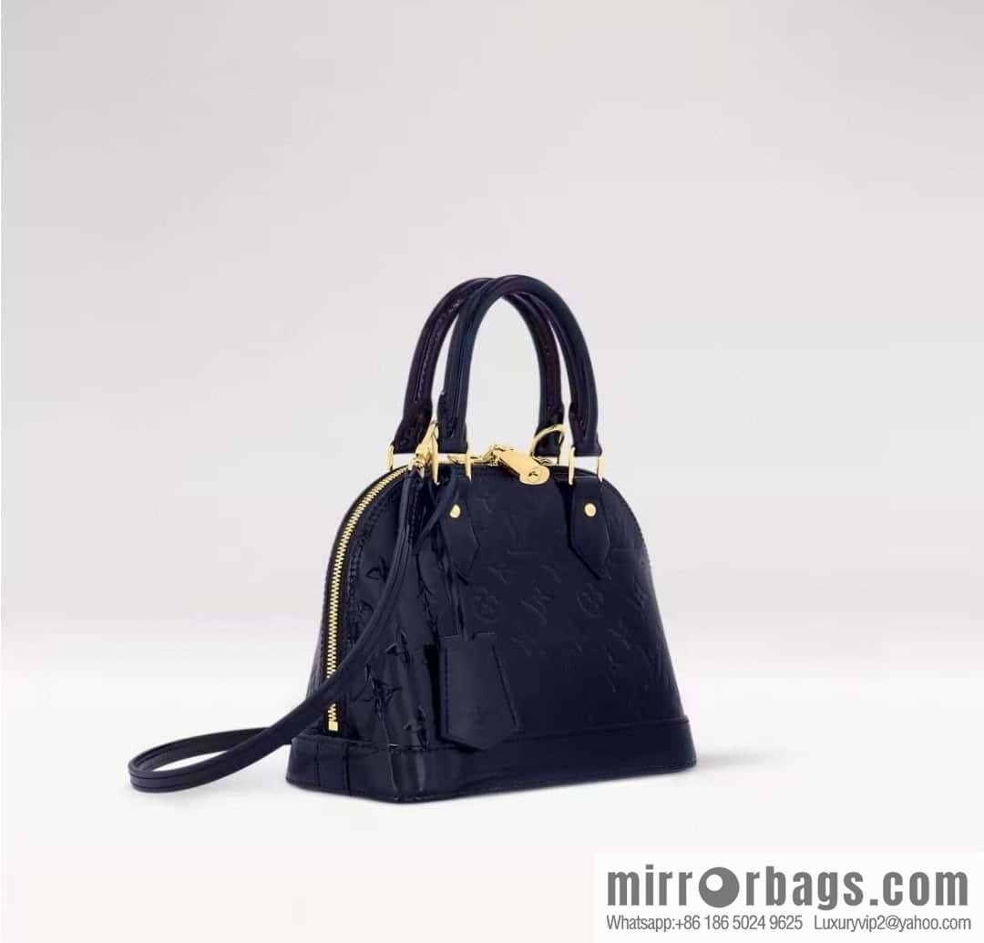 [Boutique‑grade] M13169 blue, patent leather embossed shell bag ALMA BB handbag