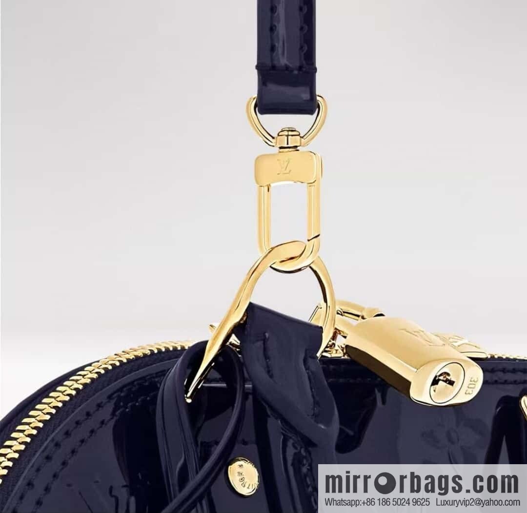 [Boutique‑grade] M13169 blue, patent leather embossed shell bag ALMA BB handbag