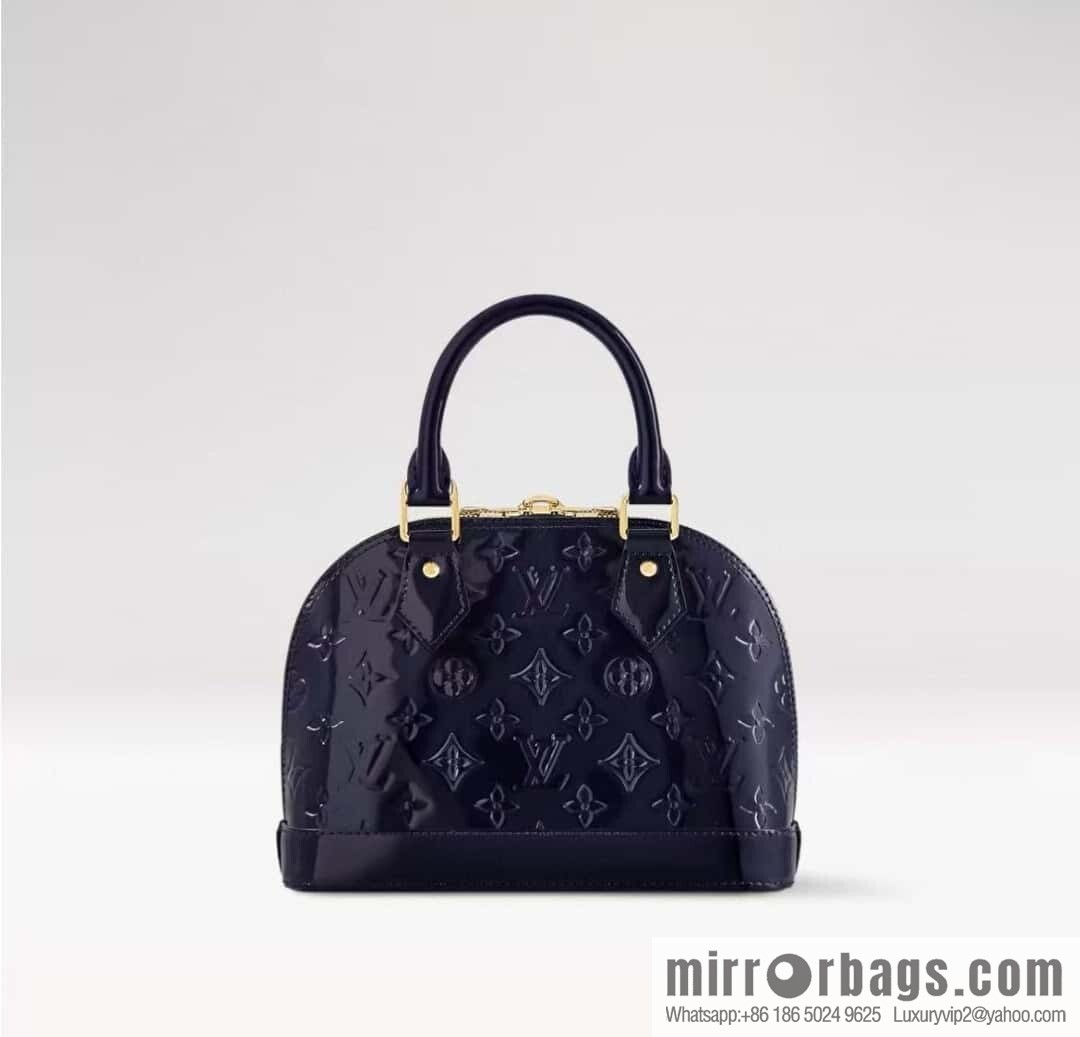 [Boutique‑grade] M13169 blue, patent leather embossed shell bag ALMA BB handbag