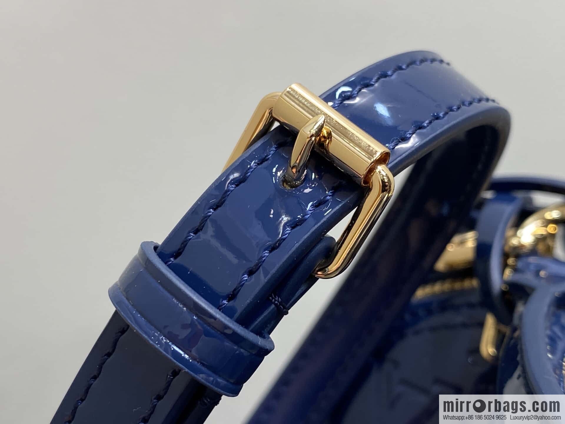 [Boutique‑grade] M13169 blue, patent leather embossed shell bag ALMA BB handbag