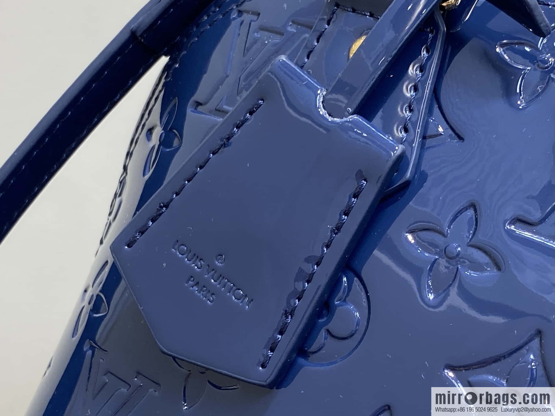 [Boutique‑grade] M13169 blue, patent leather embossed shell bag ALMA BB handbag