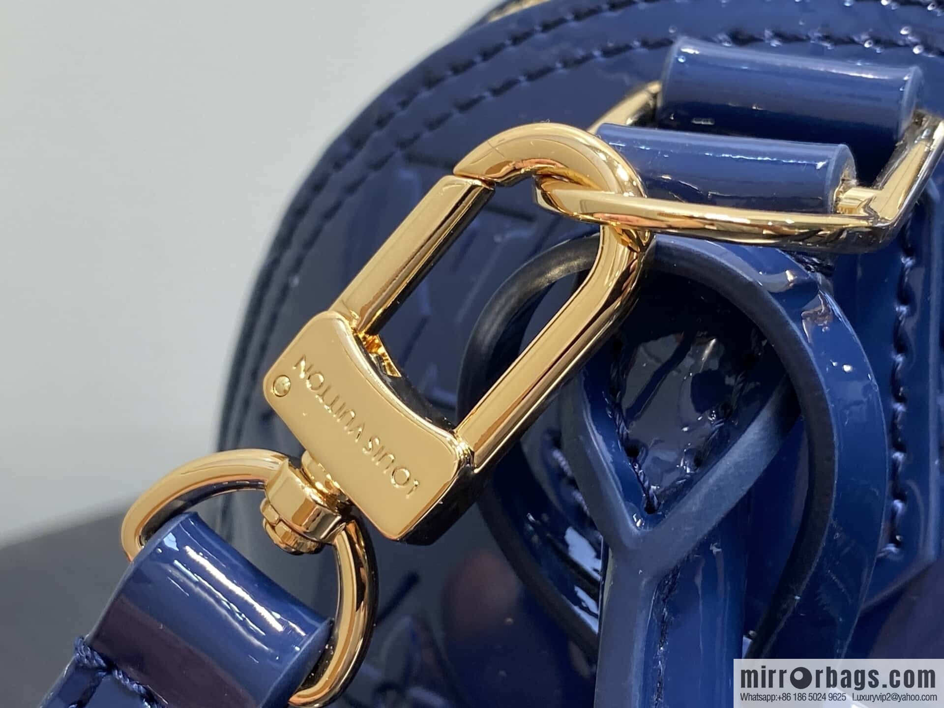 [Boutique‑grade] M13169 blue, patent leather embossed shell bag ALMA BB handbag