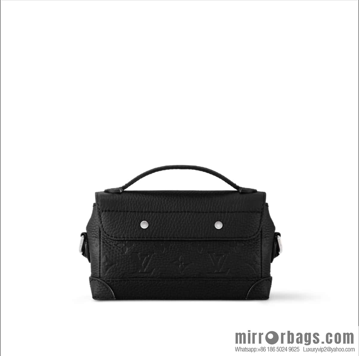 [Boutique‑grade] M13888 black, full leather embossed men's bag mini messenger bag Steamer East West mini handbag