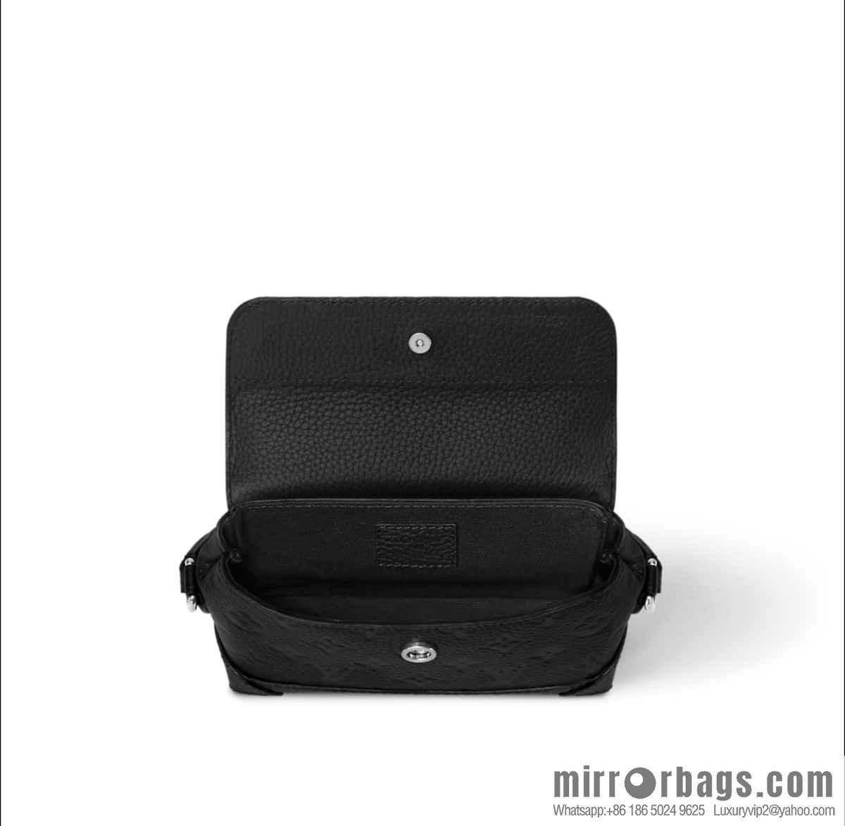 [Boutique‑grade] M13888 black, full leather embossed men's bag mini messenger bag Steamer East West mini handbag