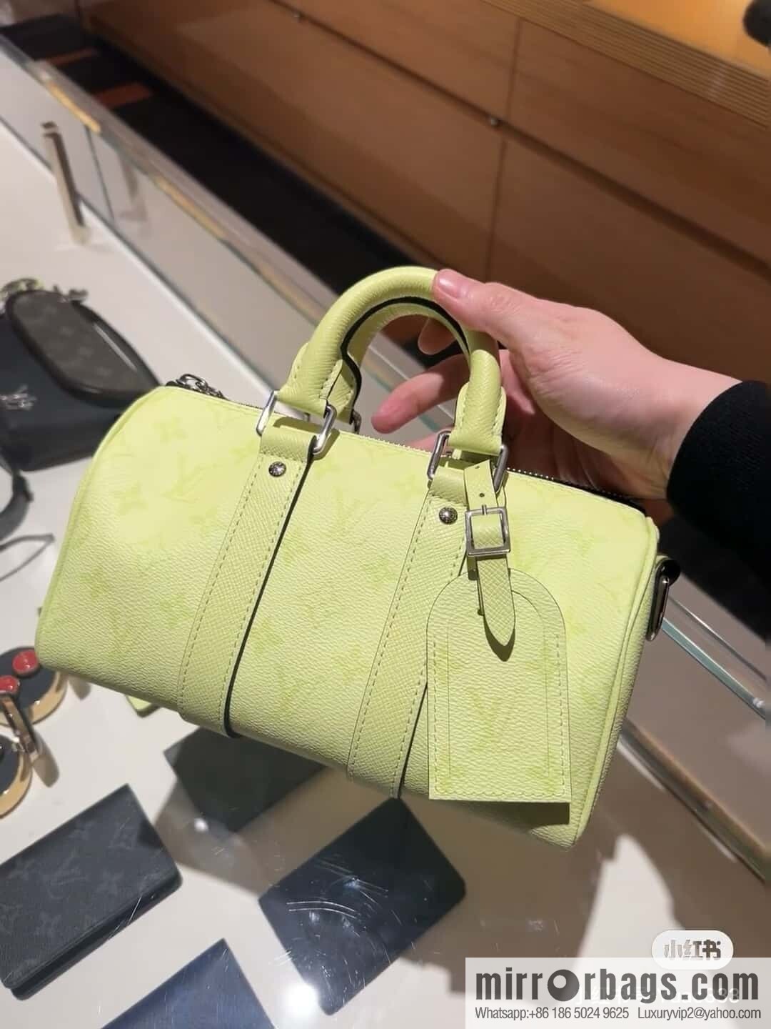 [Boutique‑grade] N14078 light yellow, men's bag, pillow bag KEEPALL BANDOULIZRE 25 handbag