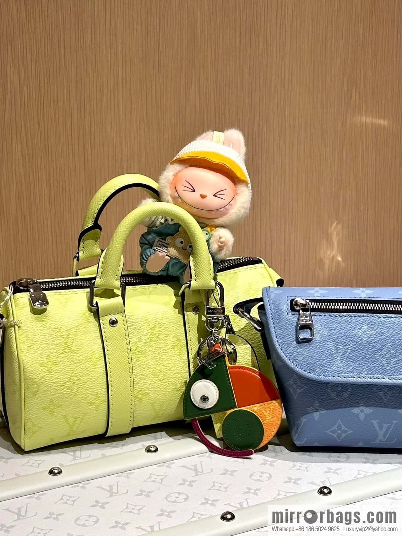 [Boutique‑grade] N14078 light yellow, men's bag, pillow bag KEEPALL BANDOULIZRE 25 handbag