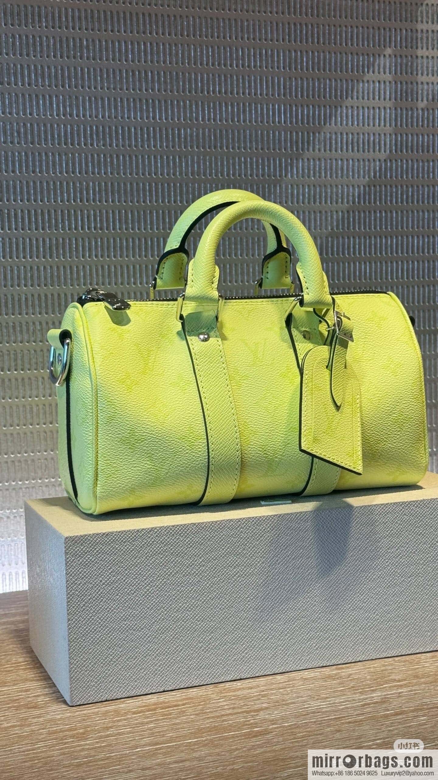 [Boutique‑grade] N14078 light yellow, men's bag, pillow bag KEEPALL BANDOULIZRE 25 handbag