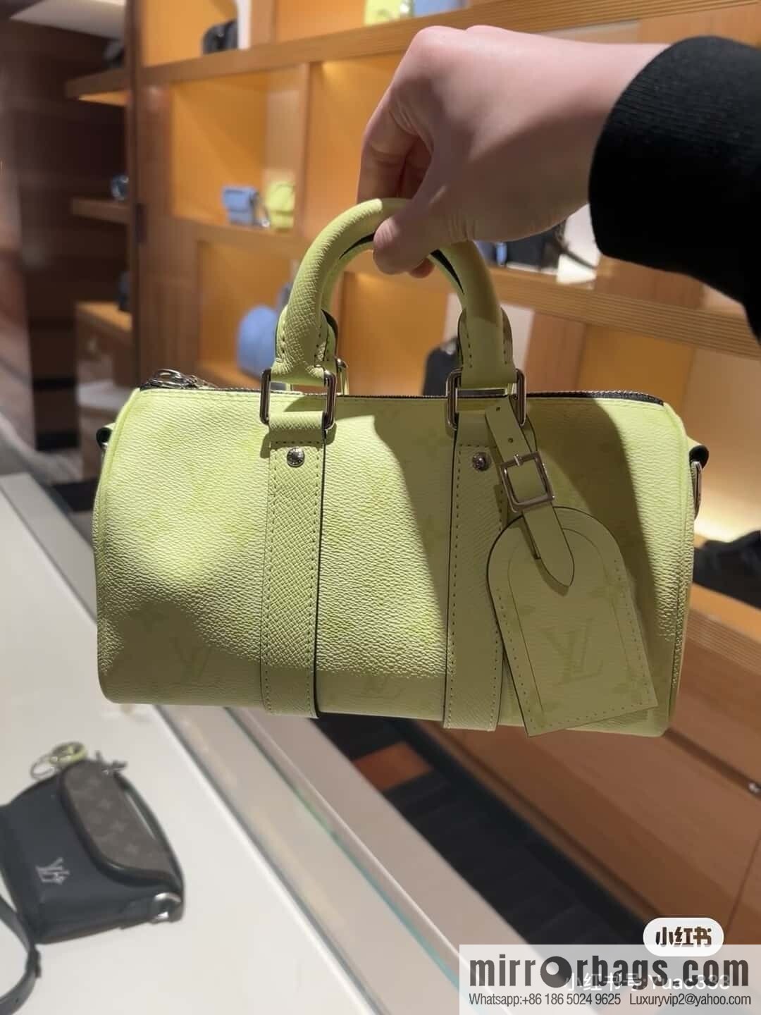 [Boutique‑grade] N14078 light yellow, men's bag, pillow bag KEEPALL BANDOULIZRE 25 handbag